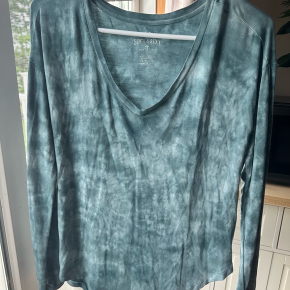 American Eagle T-Shirt Long Sleeve Soft and Sexy Size Small Blue Pattern - Picture 4 of 7